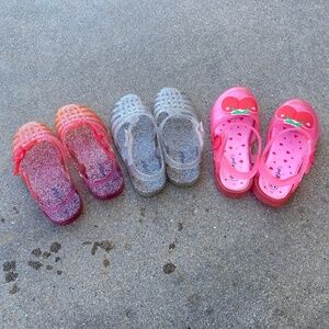 Three pairs of Girl Cat & Jack Jellies